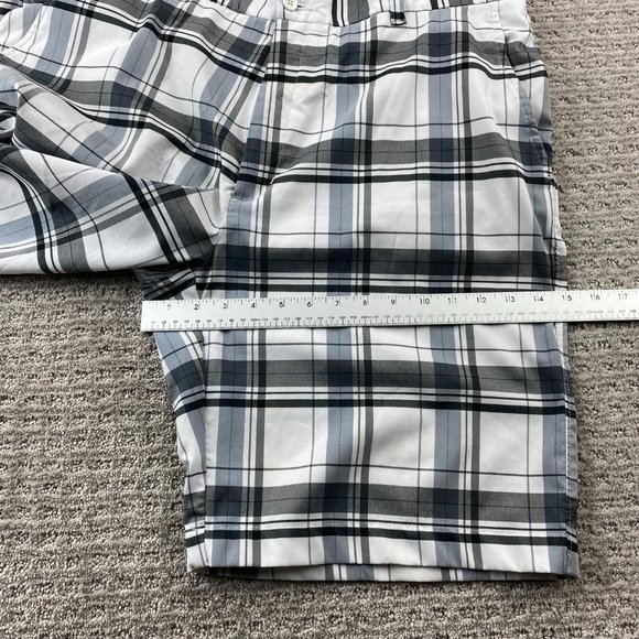 ALAN FLUSSER Chino Golf Shorts Men 40 White Gray Plaid Short Pants Casual Golfer - Picture 13 of 14